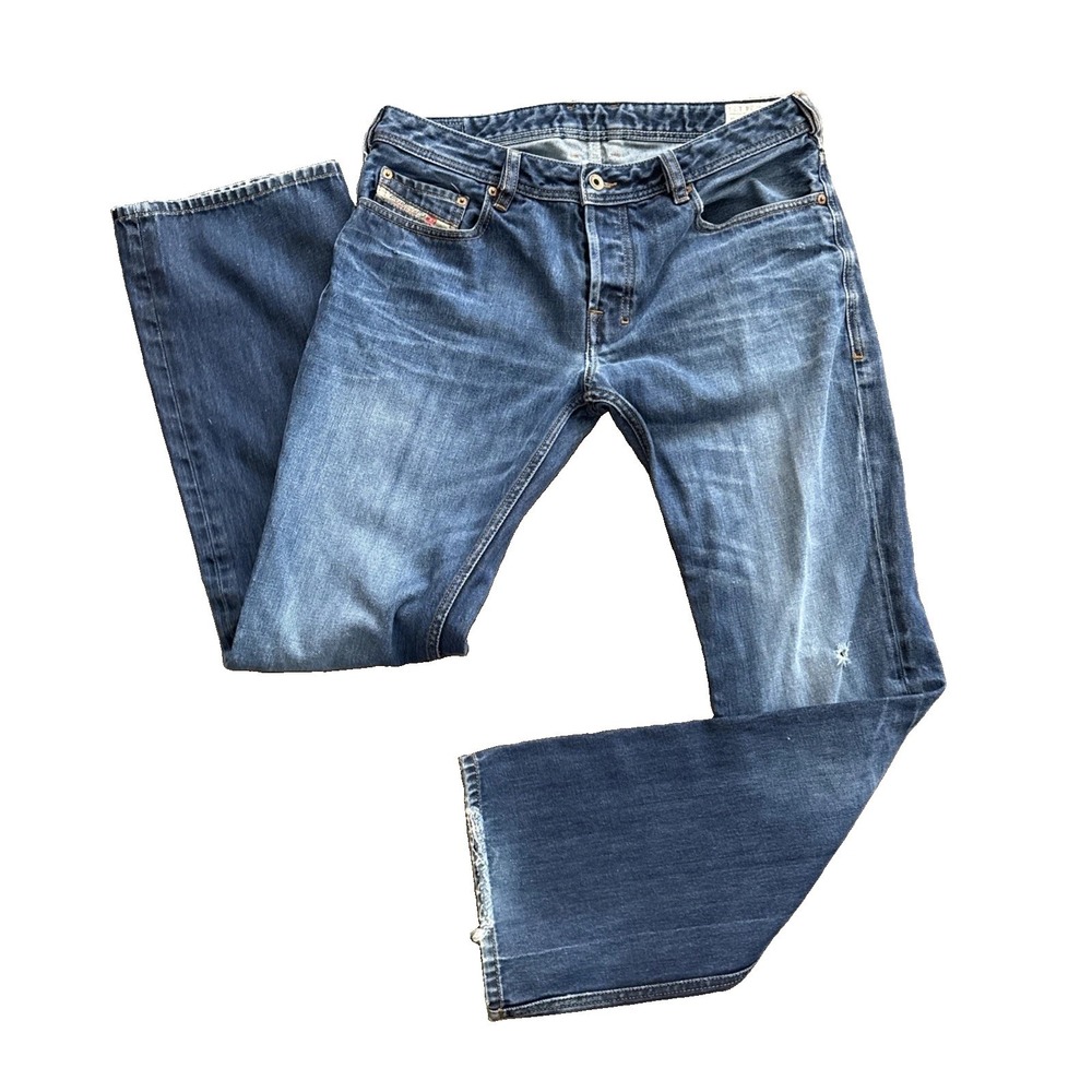 Diesel Zatiny Bootcut Jeans Men 34x33 Blue Fade Distressed 100% Cotton Denim Y2K